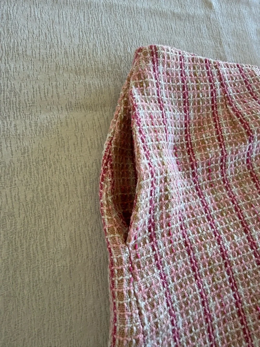 Milk‎ & Honey Pink Tweed Mini Skirt Pockets Textured Womens Small